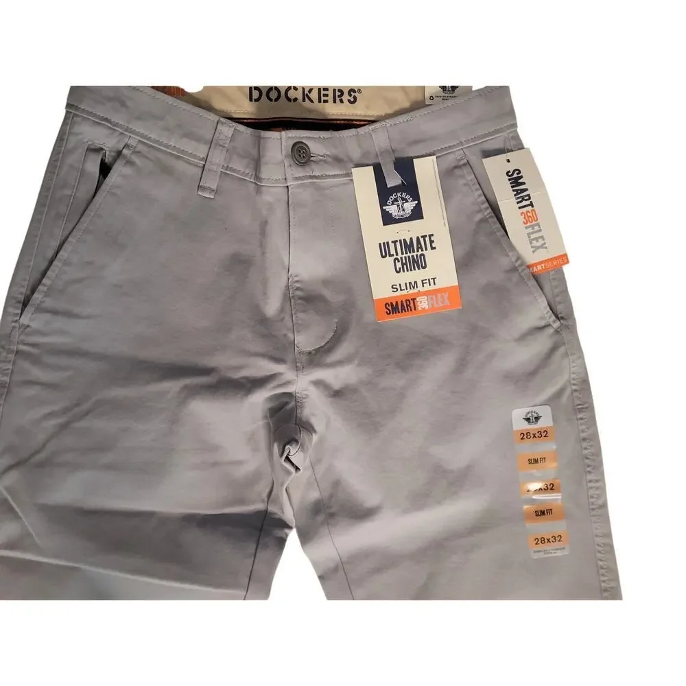 Men's Dockers Lt. Grey Ultimate Chino pants Slim Fit Smart 360 Flex 28x32
